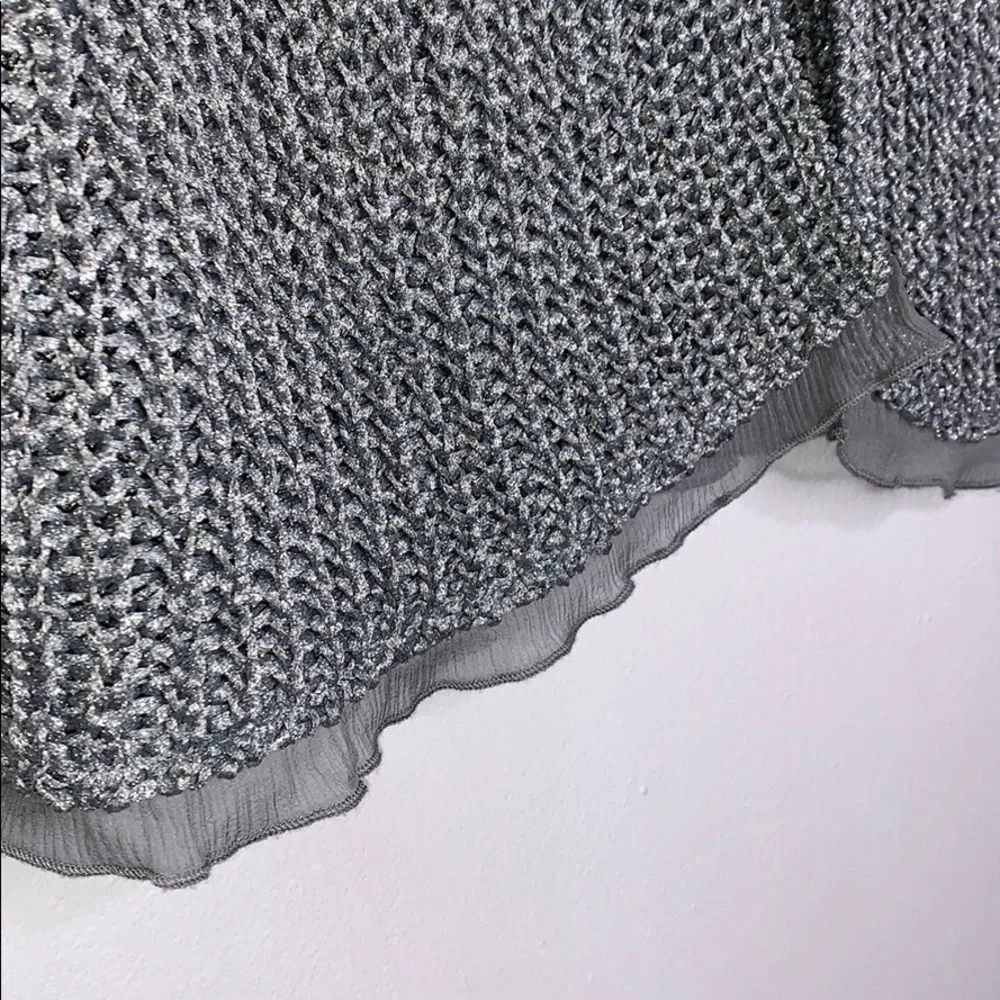 Chico’s Metallic‎ Silver Gray Open Cardigan